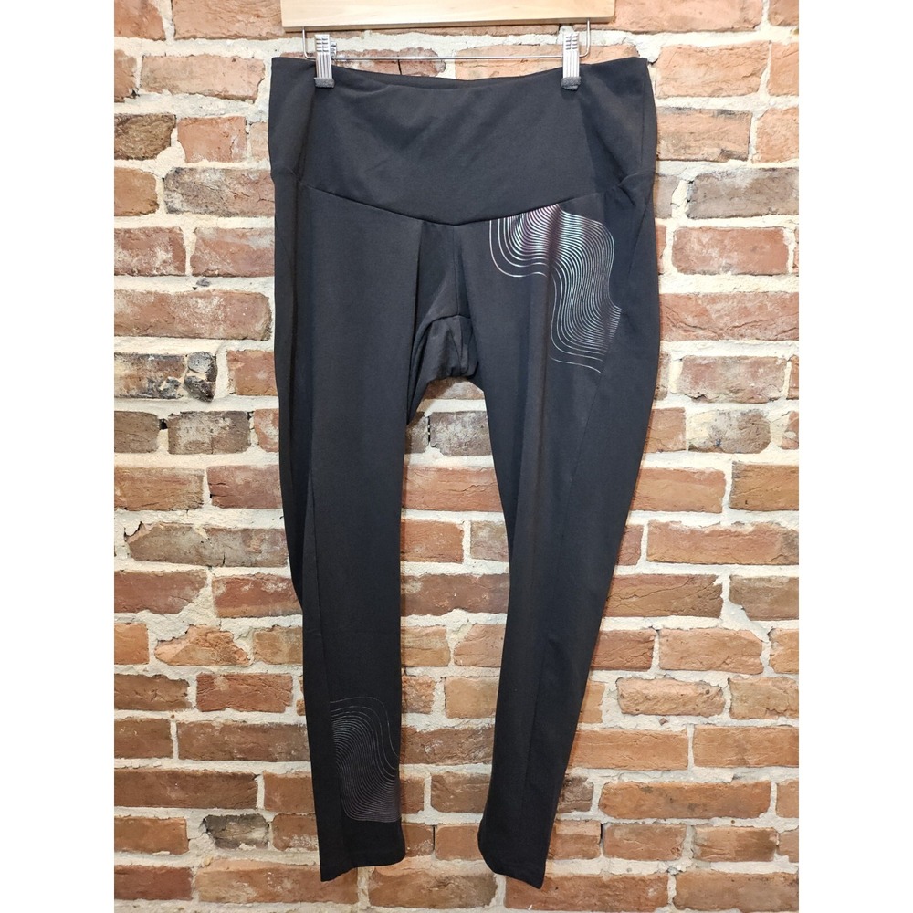 adidas Women's Plus Size 1X Black Holiday Shine Graphic Tights NWT